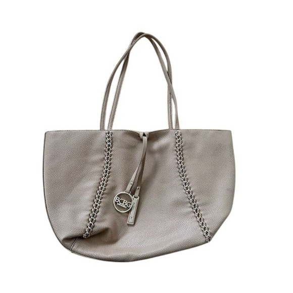 BCBG Taupe Tote Bag with Decorative Chain Accents for Women‎ - Picture 2 of 9
